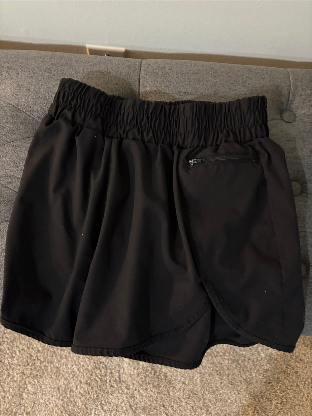Black Women's Layered Athletic Shorts with Elastic Waist - Picture 2 of 2